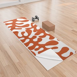 Orange Matisse cut outs seaweed pattern on white background Yoga Towel