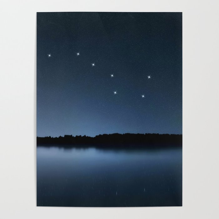 Big Dipper, Ursa Major star constellation, Night sky, Cluster of stars, Deep space Poster