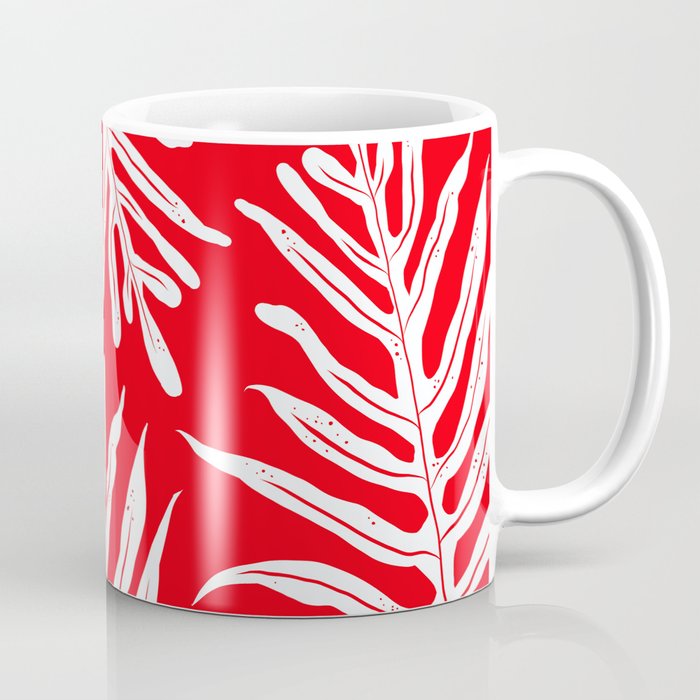 Modern Tropical fern pattern on Reds Coffee Mug