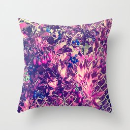 Alien Plants Growing on Gate Throw Pillow