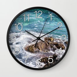 Azure Blue Sea Waters On A Greek Coast Wall Clock