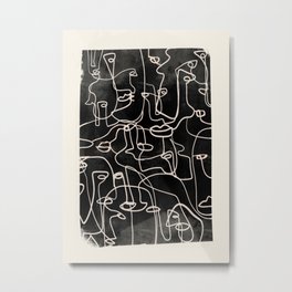 abstract line art faces 4 Metal Print | Thingdesign, Art, Minimal, Black And White, Contemporary, Faces, Linedrawing, Modern, Line, Face 