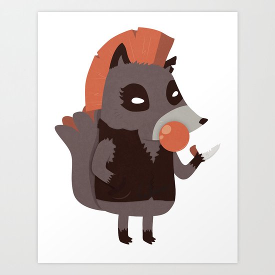 Punky Tanuki Art Print