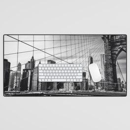 New York City black and white Desk Mat