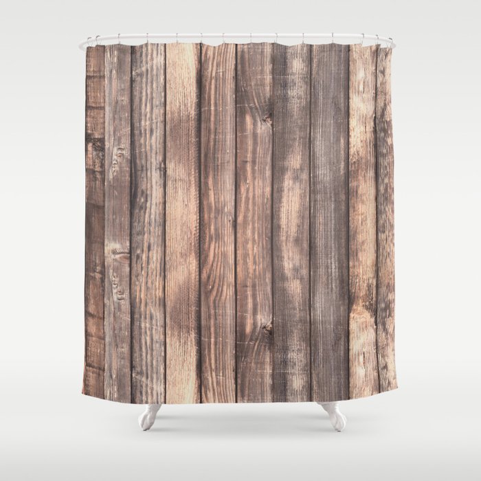 Background of old vertical wooden wall texture photo Shower Curtain