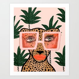 Tropical Glam Cat Art Print