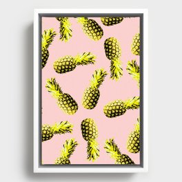 Pineapple Pattern on Pink Framed Canvas