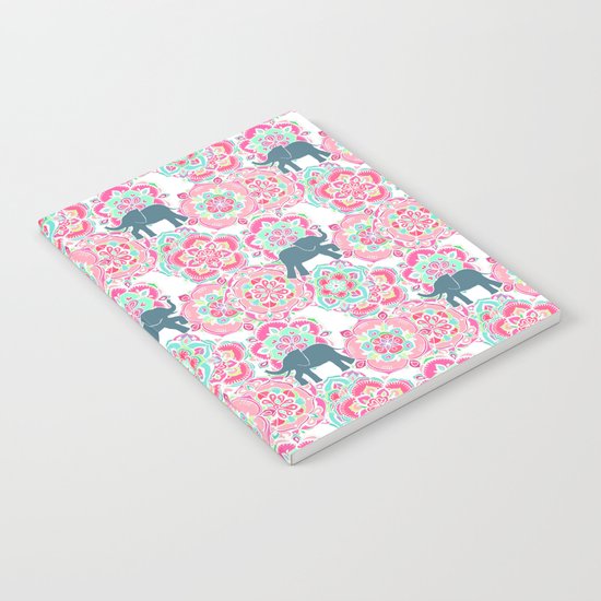 Tiny Elephants in Fields of Flowers Notebook