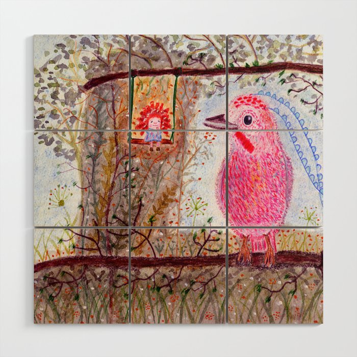 The chirping bird and the fairy breeze Wood Wall Art