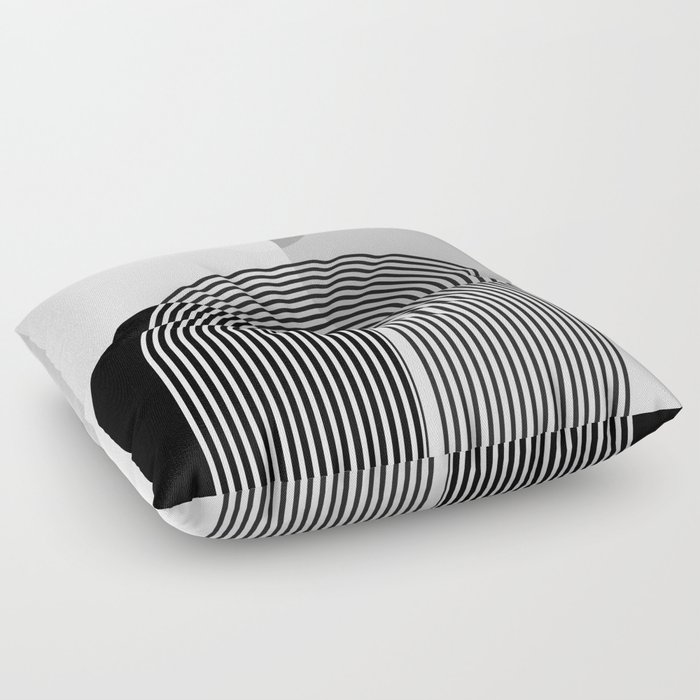 Abstraction_SUNSHINE_BLACK_WHITE_MONO_GREY_POP_ART_0624A Floor Pillow