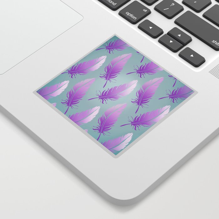 Delicate Feathers (violet on turquoise) Sticker