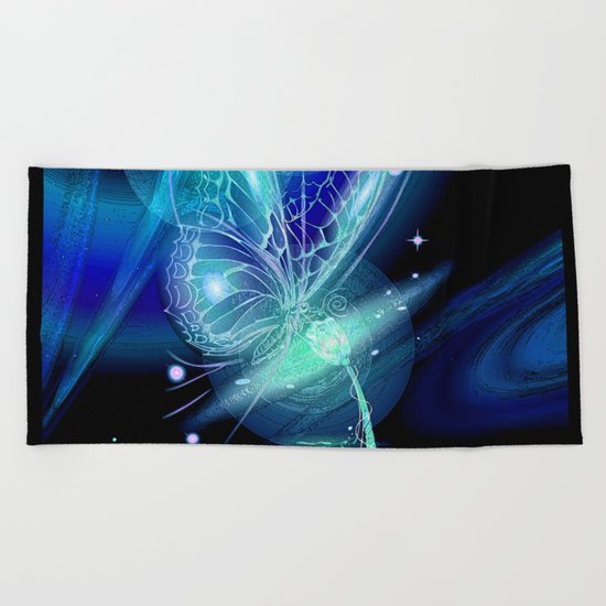 Galactic Butterfly Beach Towel