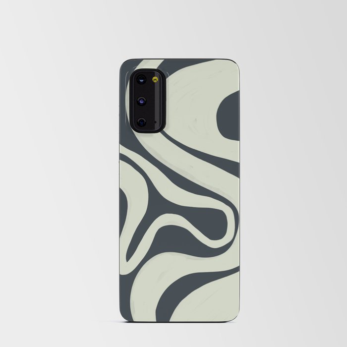 Liquid Swirl Waves in Mint Green on Caviar Grey Android Card Case