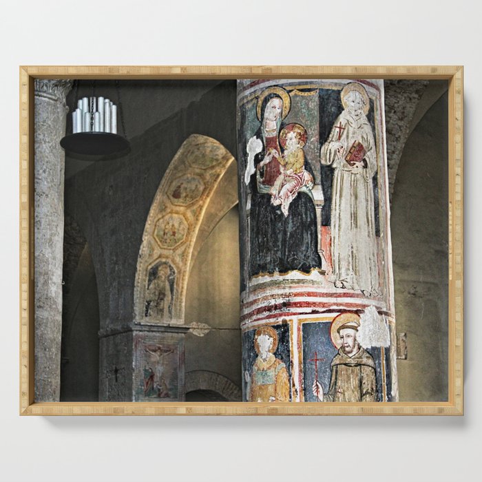Medieval Religious Paintings, Saint Francis Church, Narni, Italy Serving Tray
