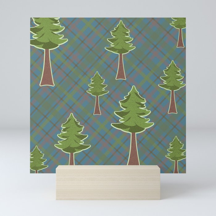 Trees on Plaid Mini Art Print