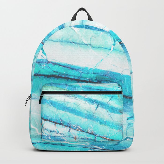 White Marble with Blue Green Veins Backpack