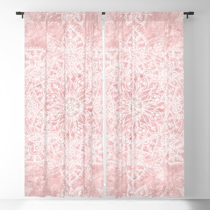 Elegant poinsettia and snowflakes doodles mandala art Blackout Curtain