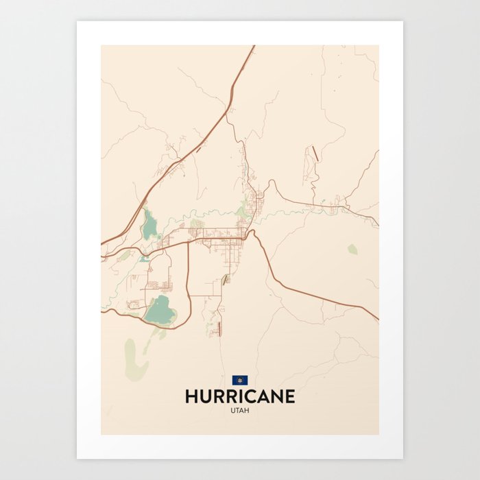 Hurricane, Utah, United States - Vintage City Map Art Print