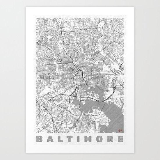 Baltimore Map Line Art Print