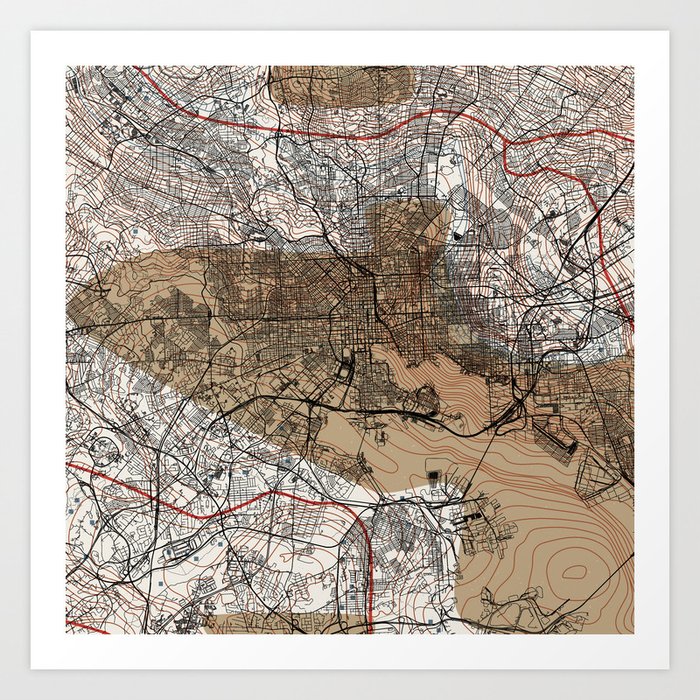 USA, Baltimore City Map Collage Art Print