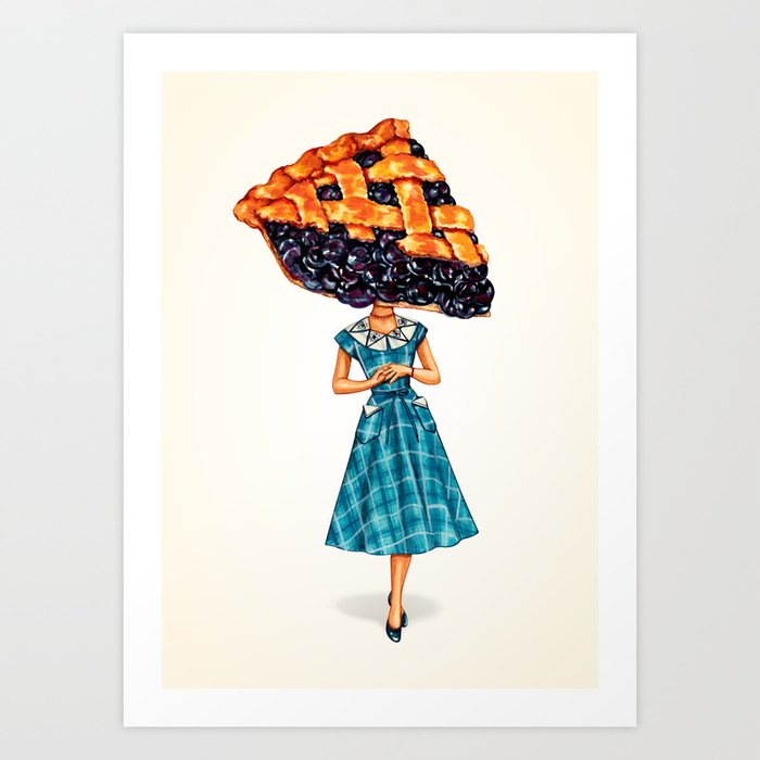 Cake Head Pin-Up: Blueberry Pie Art Print