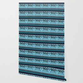 Blue ethnic pattern Wallpaper