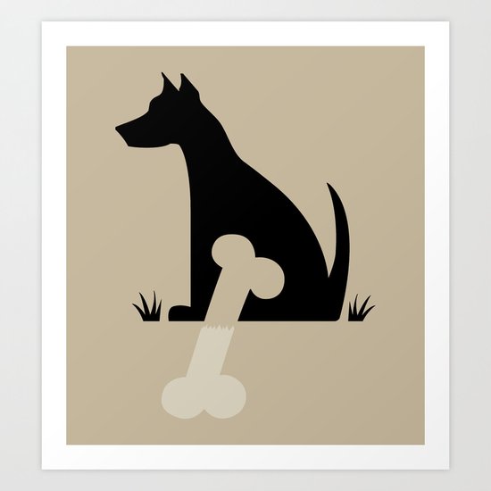 Gave a Dog a Bone (Tan) Art Print