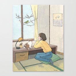Waiting spring at Japanese‐style room Canvas Print