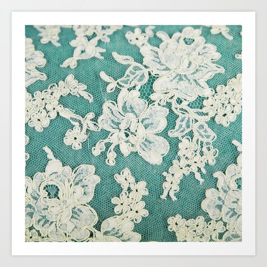 white lace - photo of vintage white lace Art Print