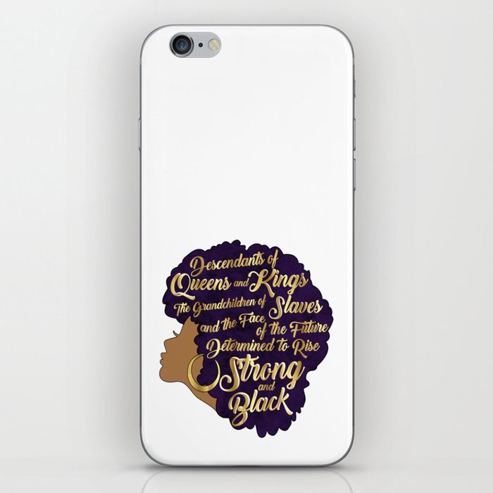 Black Girl Magic - Descendants of Queens and Kings Determined To Rise Faux Gold Afro Woman iPhone Skin