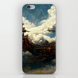 Steampunk flying ship iPhone Skin