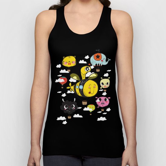 Happy Flight / The Animals Hot Air Balloon Voyagers / Patterns / Clouds Unisex Tank Top