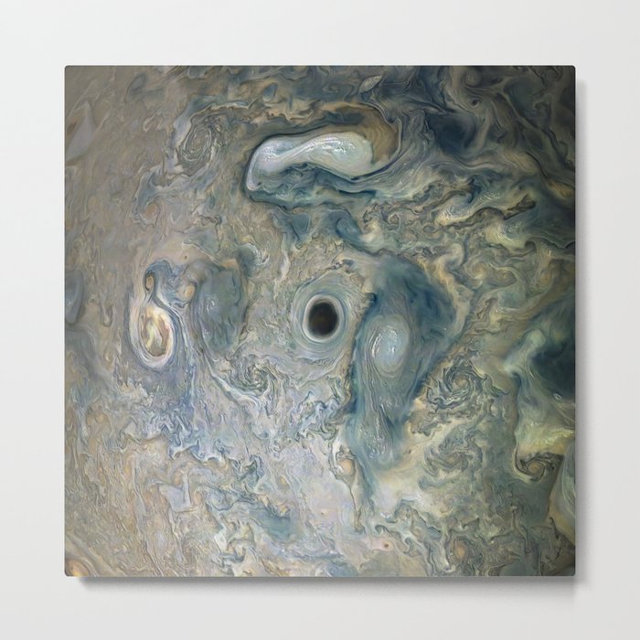 Closeup detail of Jupiter's stormy Northern hemisphere Metal Print