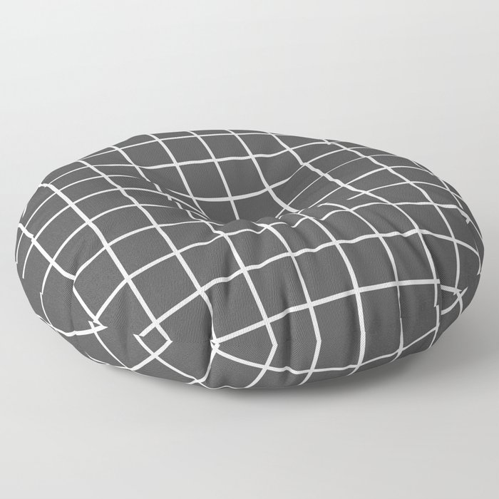 Minimalism Window Pane Grid, White on Charcoal Floor Pillow