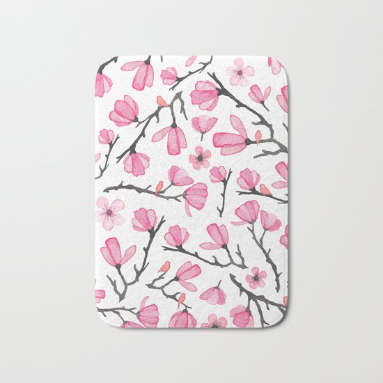 Pink Cherry Blossom Bath Mat