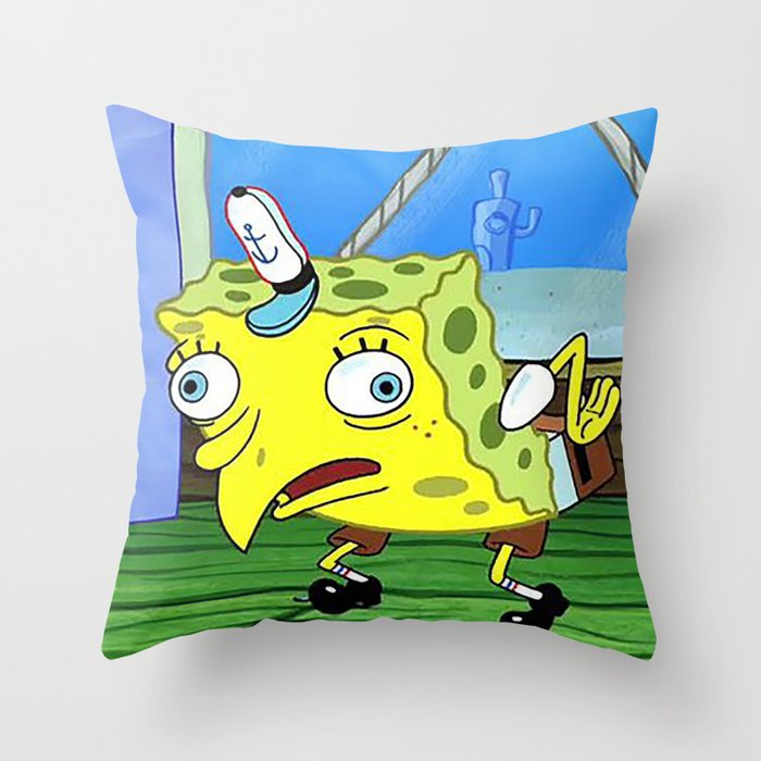 Mocking Spongebob Throw Pillow
