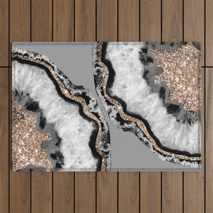 Yin Yang Agate Glitter Glam #12 #gem #decor #art #society6 Outdoor Rug