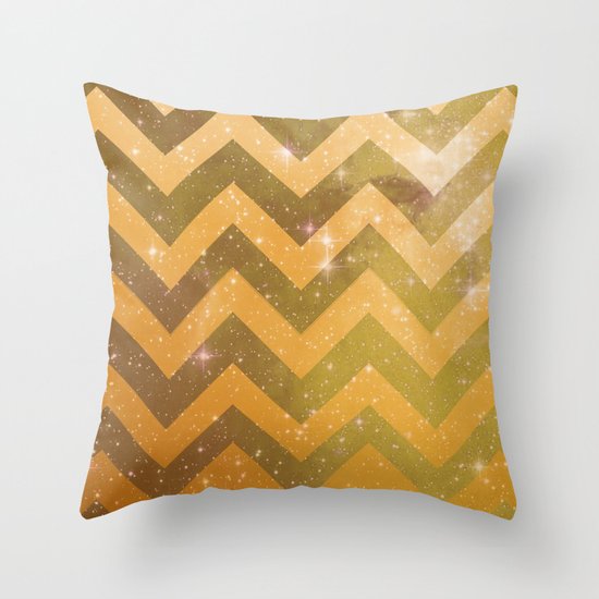 Golden Space Chevron Throw Pillow