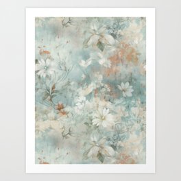 Vintage Garden Whispers: Classic Mid-Century Cottage Floral Art Print