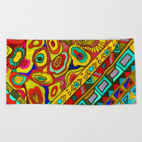 An abstract textured pattern in Oriental style 2 . Beach Towel