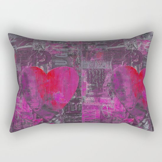 Passion red purple heart mixed media art Rectangular Pillow