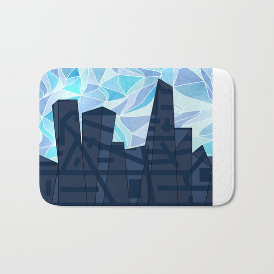 Barruf's Skyline In Blue Bath Mat