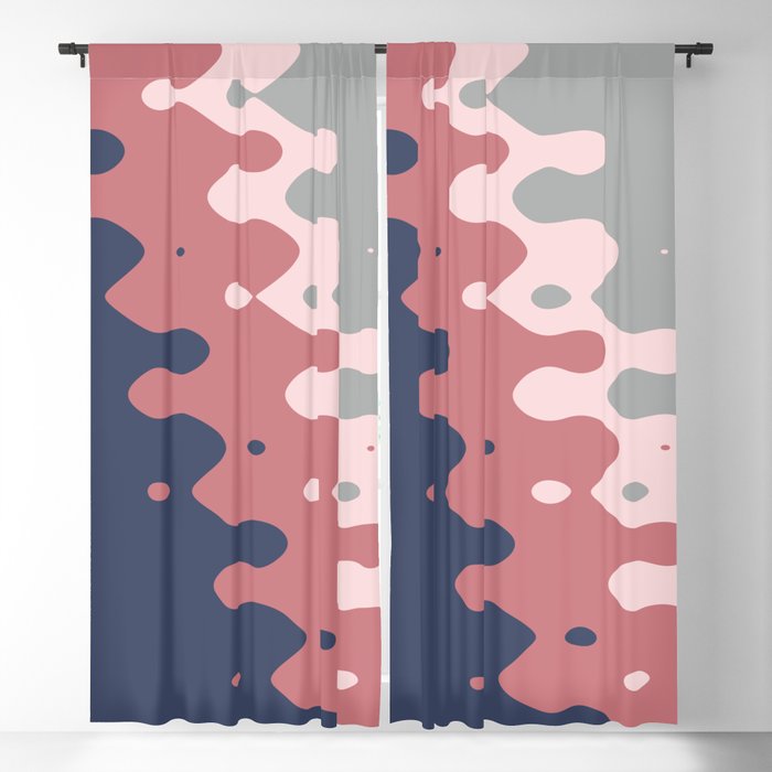 Blue, gray and pink curves Blackout Curtain