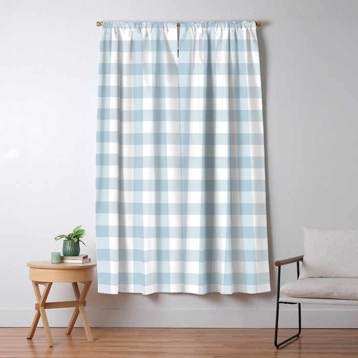 Baby Blue Buffalo Check Blackout Curtain by JunkyDotCom Society6