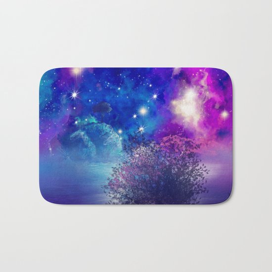 purple blue galaxy landscape Bath Mat