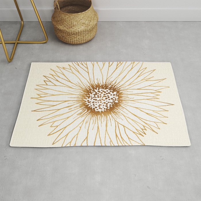 Gold Sunflower Drawing Rug