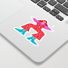 Dancing Queen Sticker | Dance, Popart, Illustration, Drawing, Teal, Retro, Curated, Colorblock, Digital, Red 