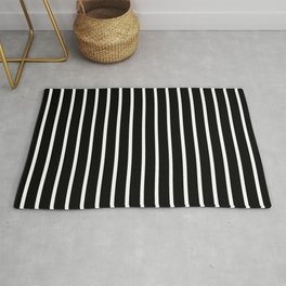 Black and White Vertical Stripes Pattern Area & Throw Rug