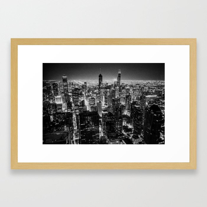 Nighttime Chicago Skyline Framed Art Print By Lenamirisola Society6