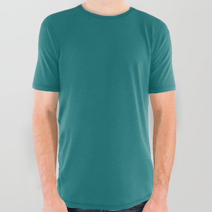 Dark Tropical Blue-green Single Solid Color Trending Fashion Colour 2023 All Over Graphic Tee